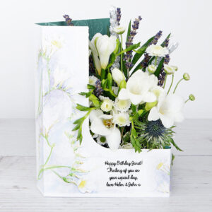 White Freesias And Lavender Flowercard (Freesia Dreams)